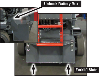 Battery removal on Baily's EX Scissor Lift