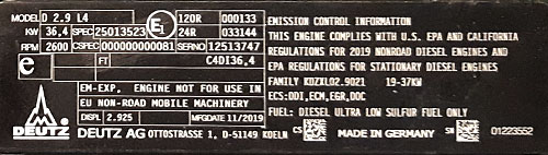 Deutz Engine Details