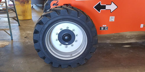 Tires off of a JLG Boom Lift