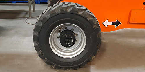 Tires off of a JLG 460 Boom Lift